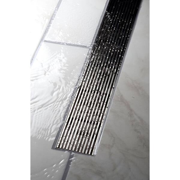 32 inch Linear Shower Drain with 2-in-1 Flat Cover & Tile Insert Cover New  80cm