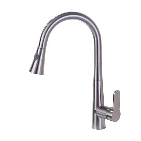Satico Single Handle Pull Out Sprayer Kitchen Faucet in Brushed Nickel