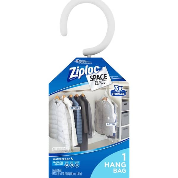 Ziploc Large 43.25 in. x 27.5 in. Plastic Hanging Suit Space Bag (2-Pack)
