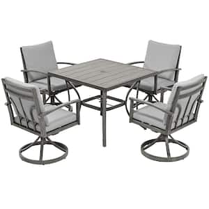 Modique Gray 5-Piece Aluminum Outdoor Dining Set with Gray Cushions
