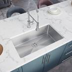 Stainless Steel 31-1/4 in. Single Bowl Undermount Kitchen Sink with White SinkLink