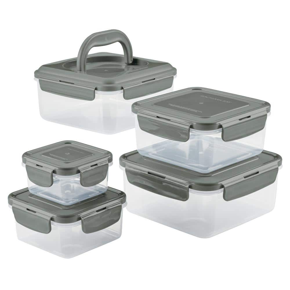 Thyme & Table Snap-Lock Food Storage Containers, Set of 5, 10 Pieces, Black
