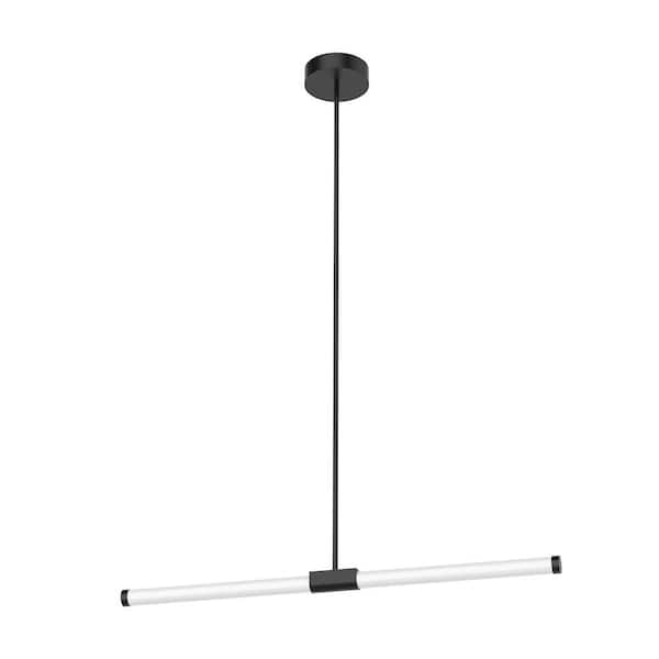KUZCO Akari 37 in. 1 Light 25-Watt Black Integrated LED Pendant Light