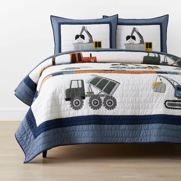 Company Kids Blue Construction Builders Full/Queen Cotton Quilt