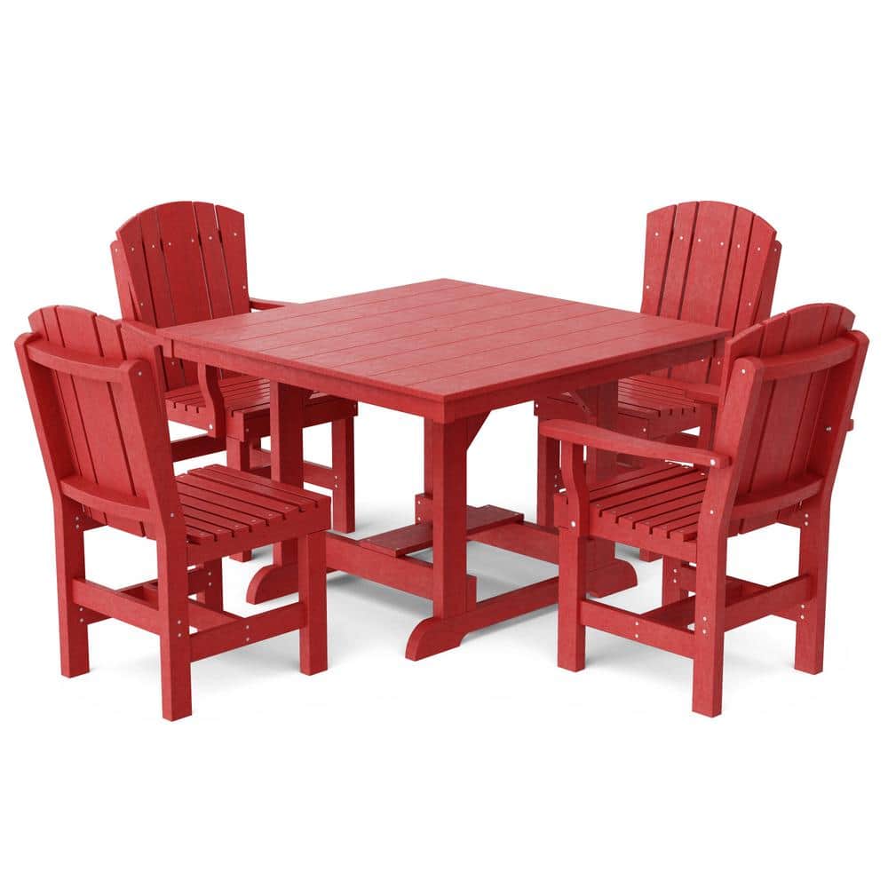 Heritage Cardinal Red 5-Piece HDPE Outdoor Dining Set