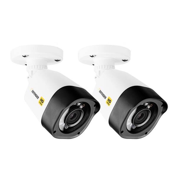 Defender HD 1080p Wired Indoor or Outdoor Long Range Night Vision Bullet Security Standard Surveillance Camera (2-Pack)