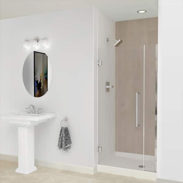 Transolid Elizabeth 36 in. W x 76 in. H Hinged Frameless Shower Door in Polished Chrome with Clear Glass