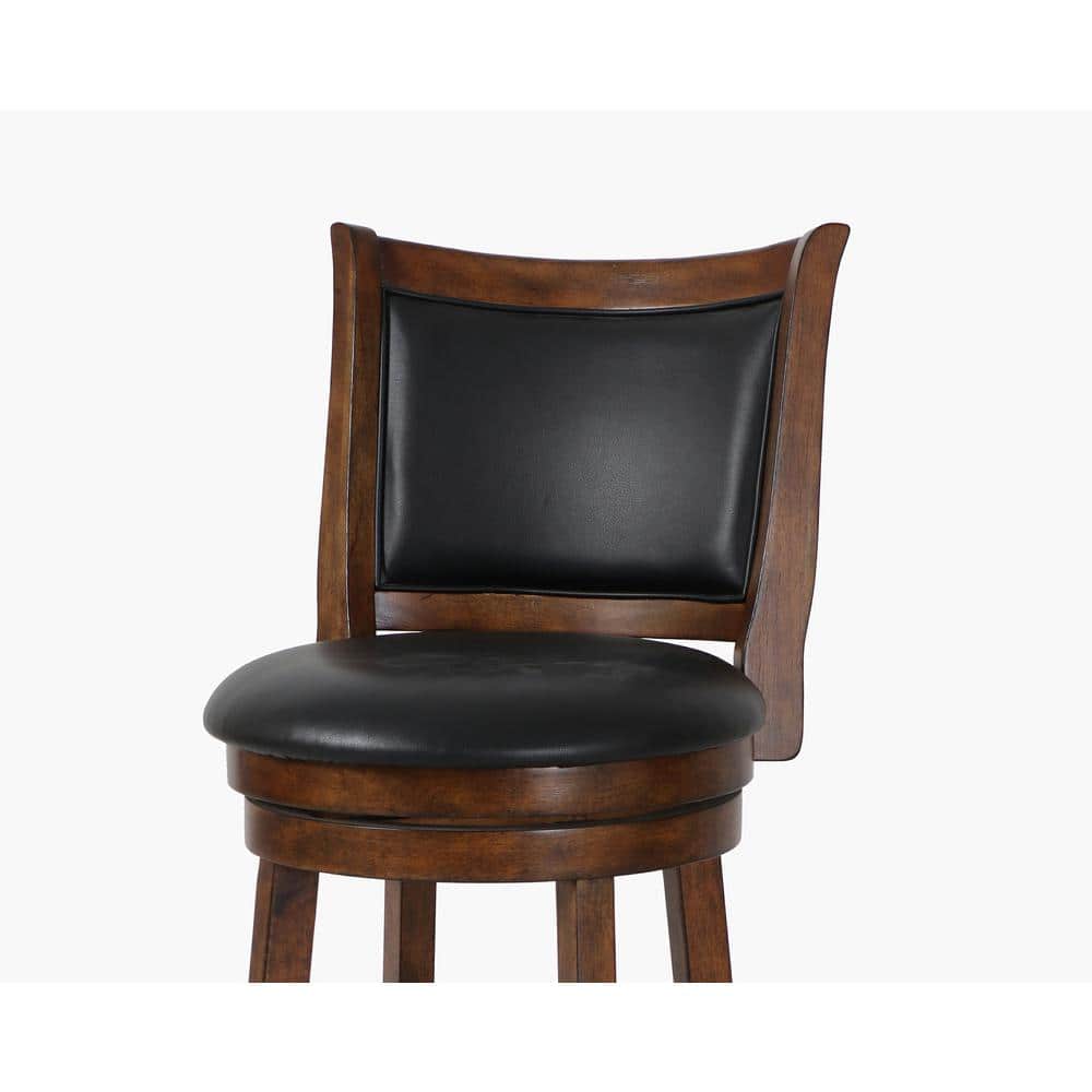 Bristol 24" Brown Wood and Leather Swivel Counter Stool