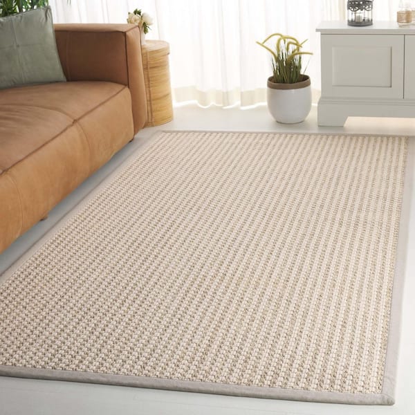 Palm Beach 8 ft. x 10 ft. Ivory Solid Modern Area Rug