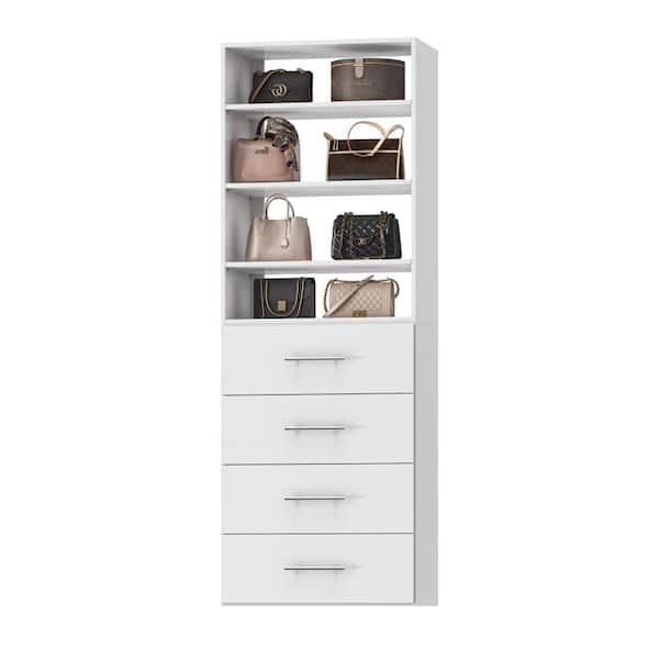 Luxeyard 19.5 in W White Modular Closet System Wood Closet