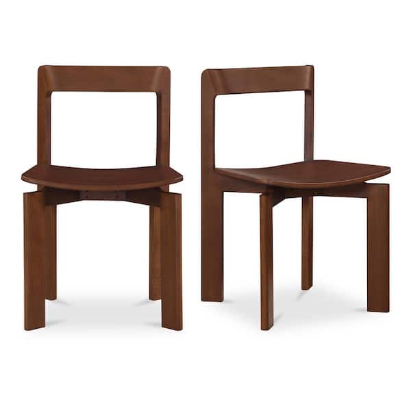 Elowar Walnut Stained Ash Veneer Seat with Rounded Edge Solid Ash Frame Dining Chair (Set of 2)