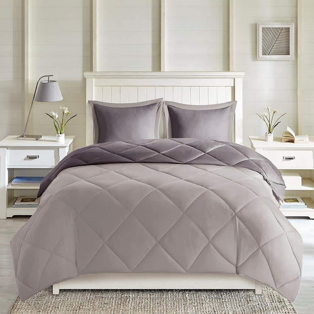 Twin Charcoal/Grey Reversible Down Alternative Comforter Set