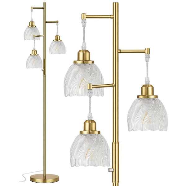 66 in. Clear 3-Light Smart Dimmable Vintage Tree Standing Column