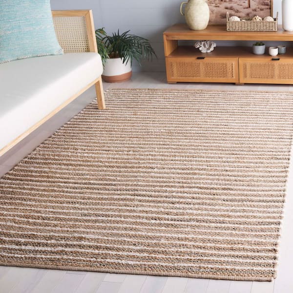 Cape Cod 6 ft. x 9 ft. Natural/Green Striped Abstract Area Rug