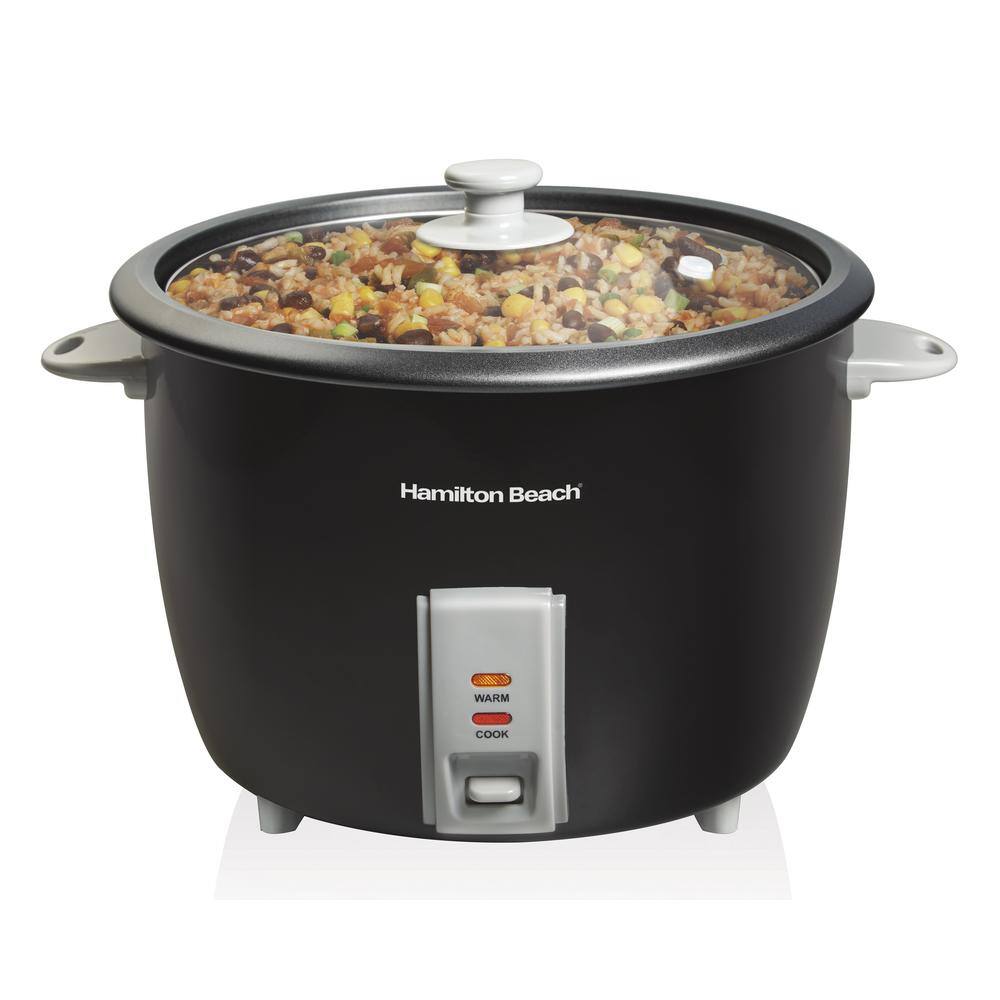 Black 30-Cup Electric Rice Cooker with Steamer
