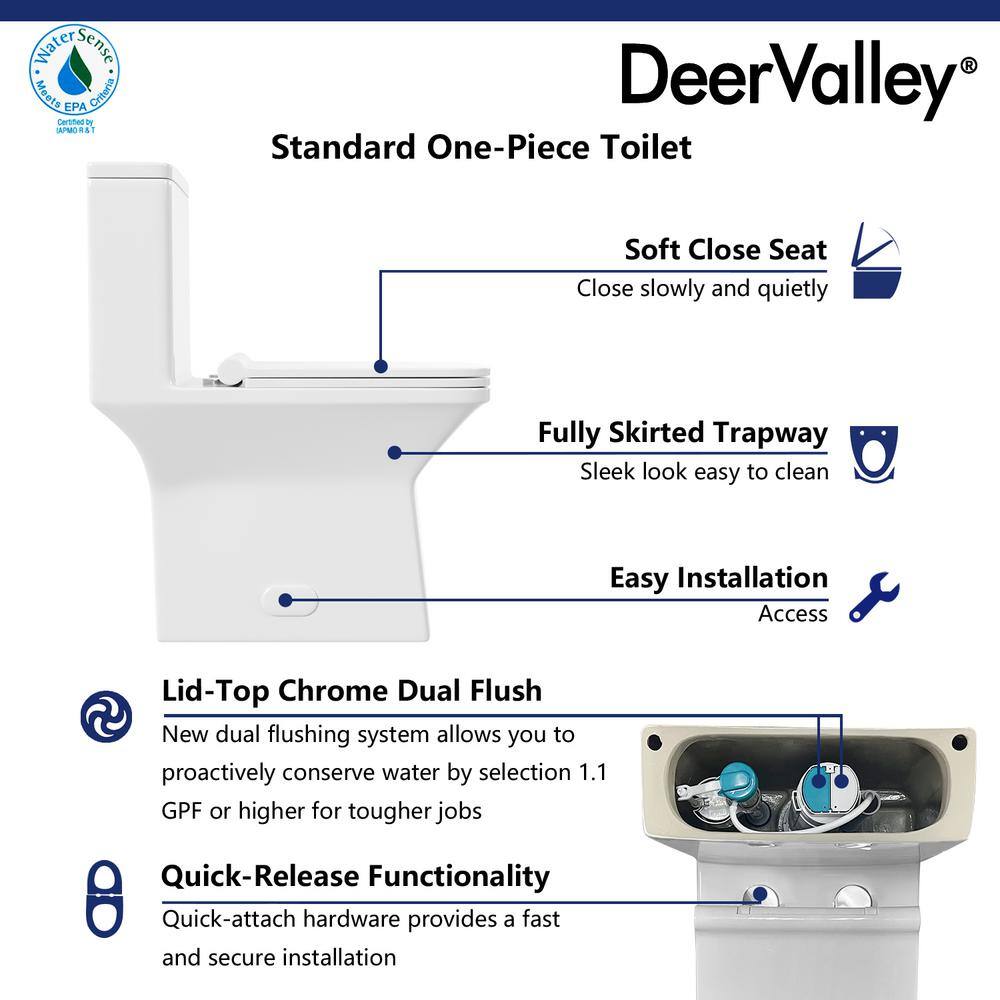 Ace White Ceramic Dual-Flush Elongated One-Piece Toilet