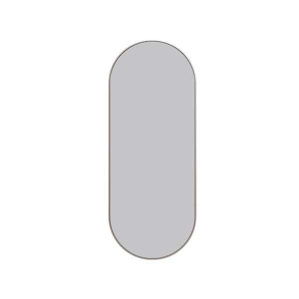 Inara 16 in. W x 40 in. H Stainless Steel Framed Pill Shape Bathroom Vanity Mirror in Brushed Nickel