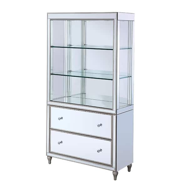 Persis 71 in. Mirrored Wood 6-Shelf Etagere Bookcase