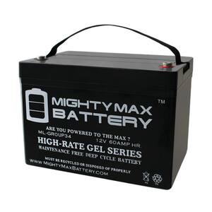 12-Volt 60 Ah GROUP 34 Gel Type Rechargeable Sealed Lead Acid (SLA) Battery