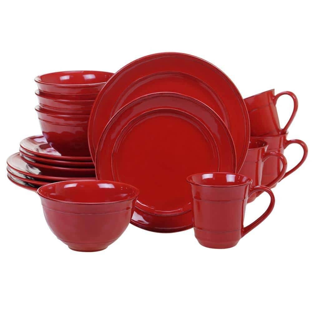Certified International Orbit 16Piece Traditional Red Ceramic