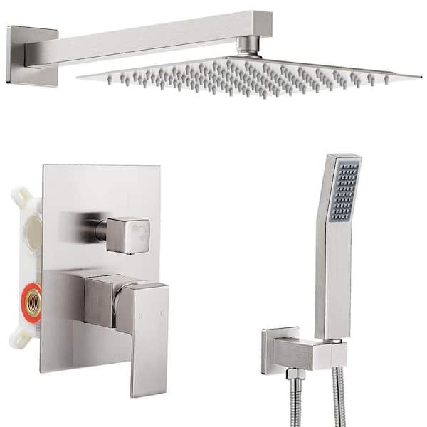Single Handle 2-Spray Shower Faucet 2.5 GPM with Pressure Balance, Anti Scald in Brushed Nickel