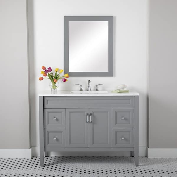Home Decorators Collection Skylark 48 in. W x 19 in. D x 35 in. H Single Sink  Bath Vanity in Sterling Gray with White Cultured Marble Top