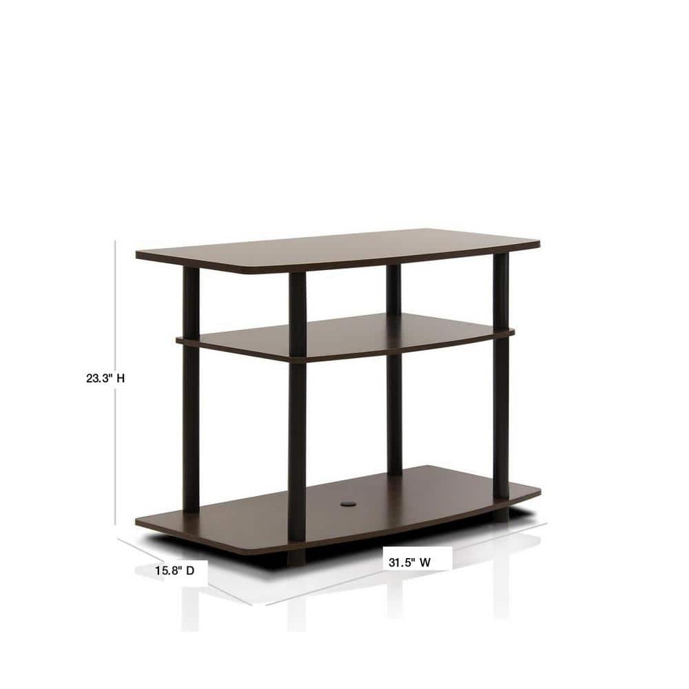 Espresso Black PVC Composite 3-Tier TV Stand with Mount