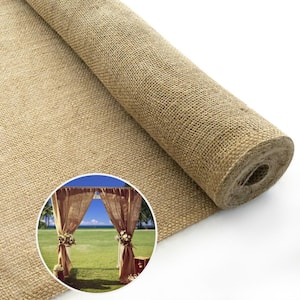 5.3 ft. x 30 ft.7.7 oz. Multi-Purpose Natural Burlap Fabric Accessory for Wedding Decorations, Rustic Party Decor