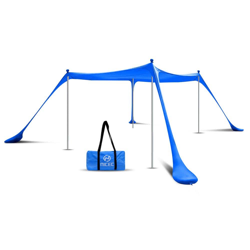 6.6 ft. x 6.6 ft. Blue Beach Tent Canopy, Sun Shelter, Pop Up Tent Sunshade