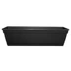 Newbury Small 7.86 in x 23.75 in. 15 qt. Black Resin Window Box Outdoor Planter with Saucer