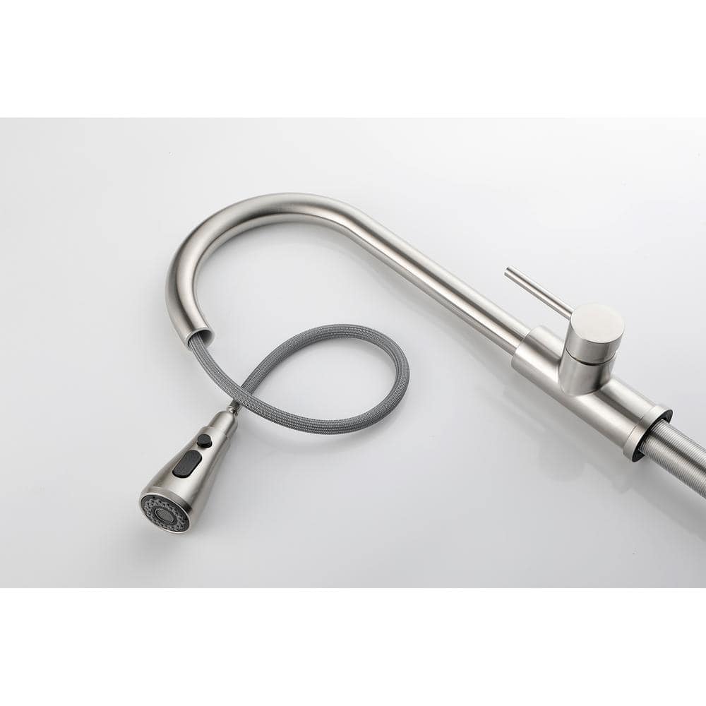 Brushed Nickel Single Handle Pull-Out Spray Kitchen Faucet