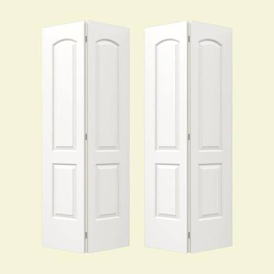 36 in. x 80 in. Continental White Painted Smooth Molded Composite MDF Closet Bi-Fold Double Door