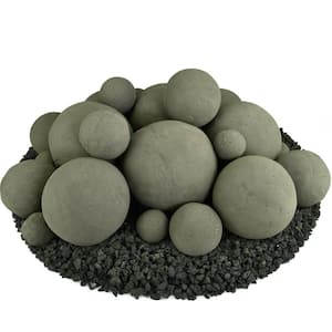 Mixed Set of 23 Ceramic Fire Balls in Charcoal Gray