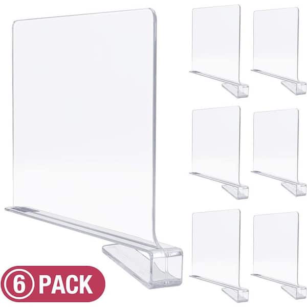 6 Pcs Clear Acrylic Shelf Dividers, Closets Shelf and Closet Separator for  Organization in Bedroom, Kitchen and Office Shelves 