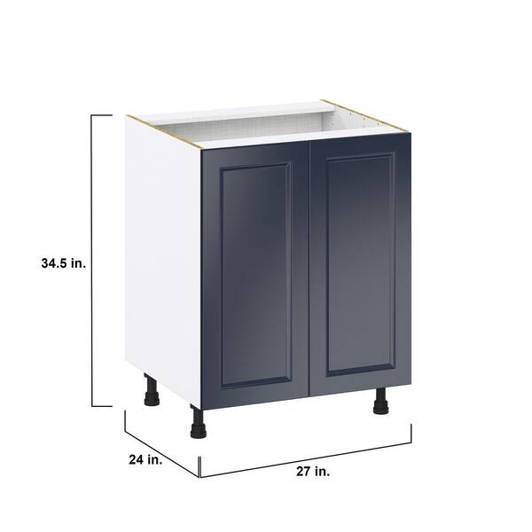 J COLLECTION 30 in. W x 24 in. D x 34.5 in. H Devon Painted Blue Shaker Assembled Base Kitchen Cabinet with Inner Drawer