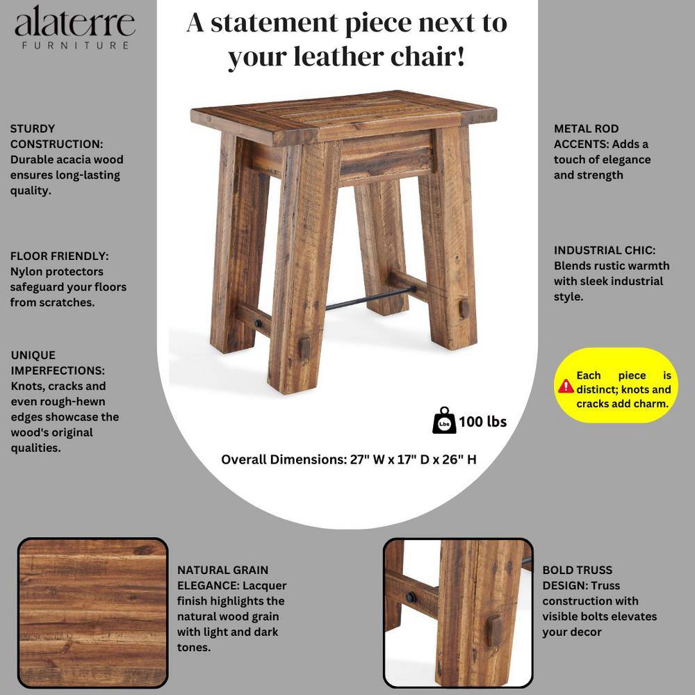 Durango 27" Rustic Industrial Wood End Table with Metal Accents