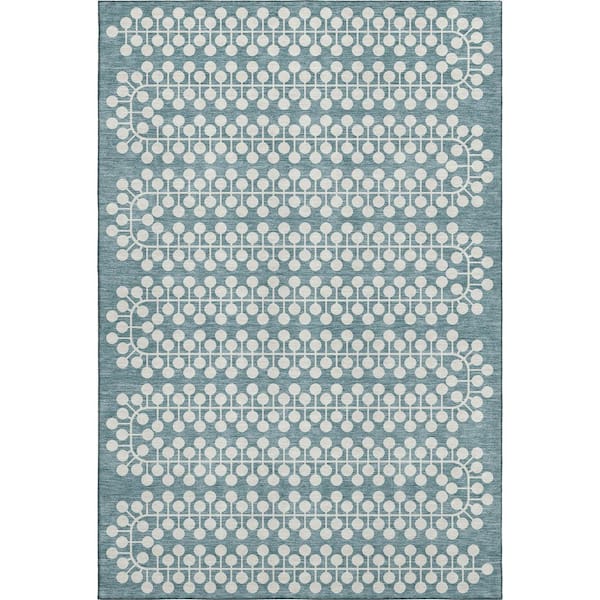 Mayfield Premium Machine Washable Abstract AMF2247 Teal 10 ft. x 14 ft. Area Rug