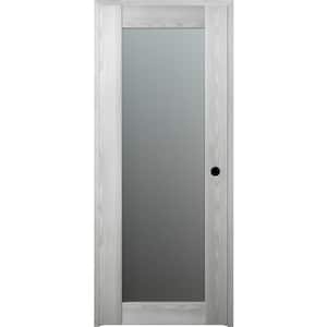 18 in. x 84 in. Left-Hand Solid Composite Core Full Lite Frosted Glass Ribeira Ash Wood Single Prehung Interior Door