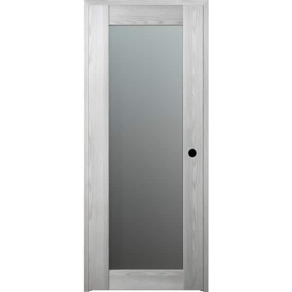 Belldinni 30 in. x 84 in. Left-Hand Solid Composite Core Full Lite Frosted Glass Ribeira Ash Wood Single Prehung Interior Door