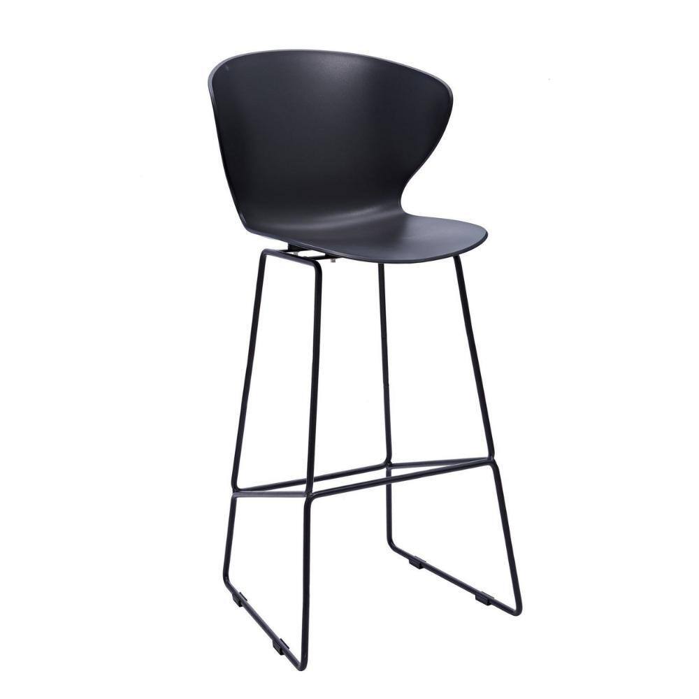 Benjara 33 in. Black Low Back Metal Frame Bar Stool with Polypropylene ...