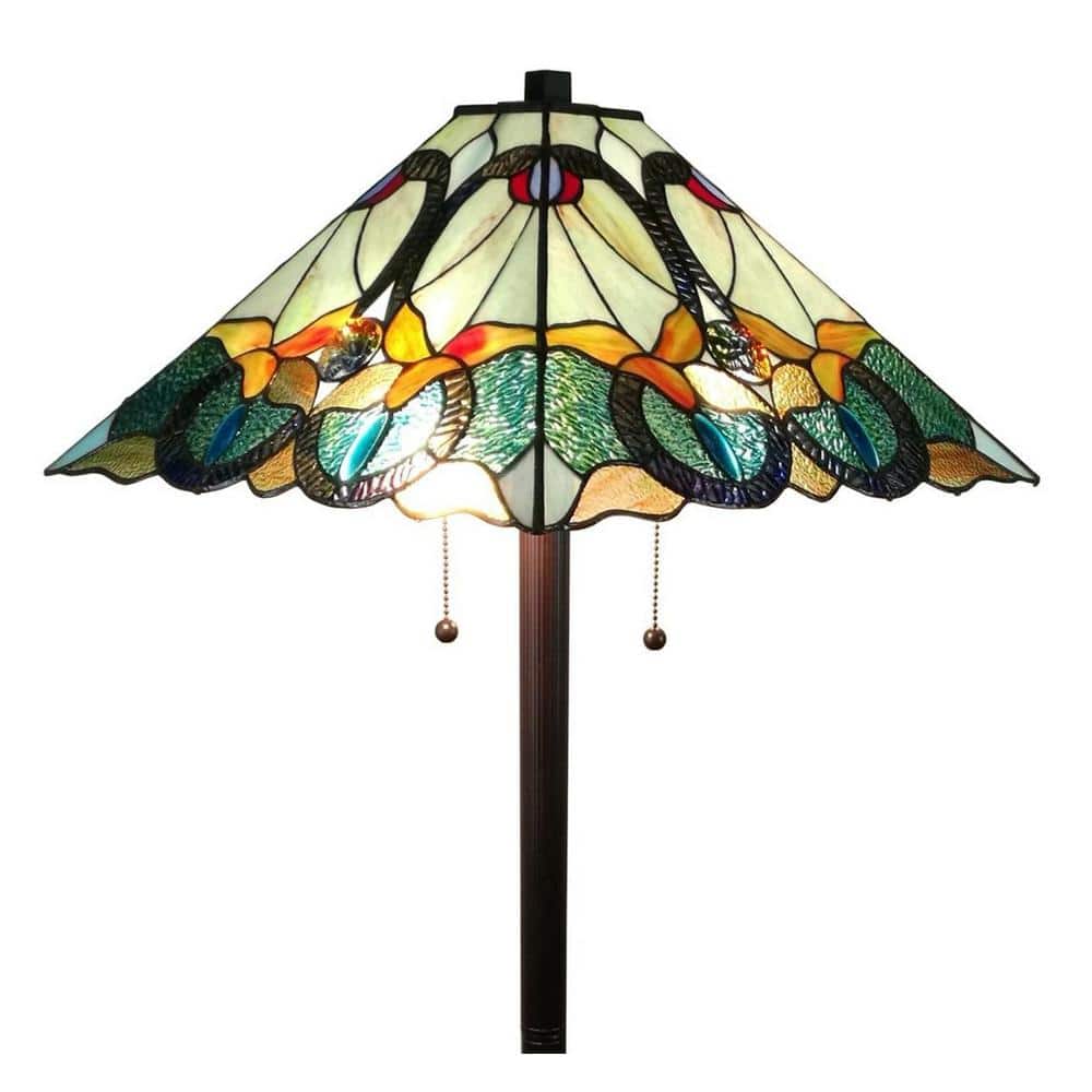 63" Multicolored Stained Glass Tiffany Style Floor Lamp