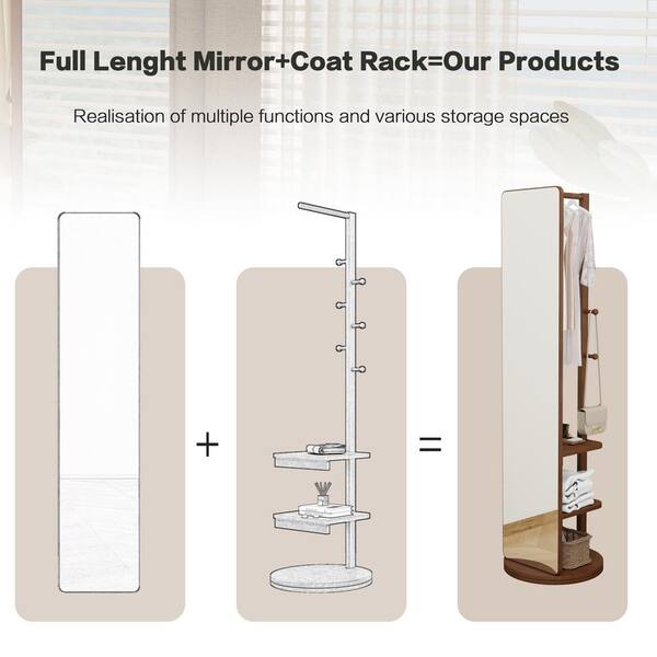 Walnut Brown 17.72 in. W x 65.75 in. H Wood Full-body Mirror