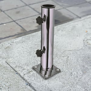 2.4 lbs. Stainless-Steel Adjustable Patio Umbrella Base in Silver for 1.25-2.2 in. Diameter Pole