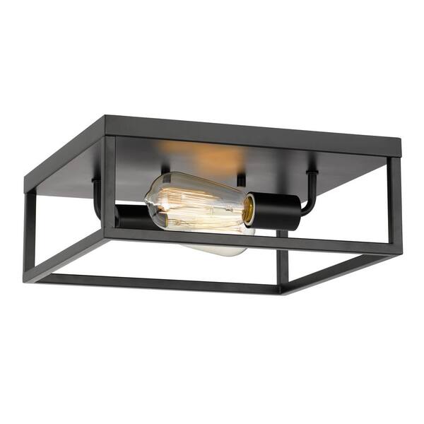 Worldwide Lighting Concord 12.75 in. x 12.75 in. x 5 in. 2-Light Matte Black Flush Mount
