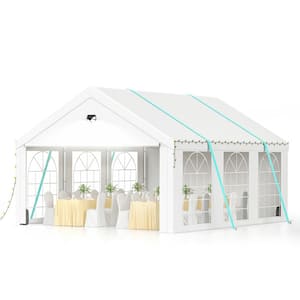 13 ft. x 26 ft. White Heavy Duty Canopy Tent with Removable Sidewalls, 2 Box Waterproof Patio Camping Gazebo Shelter