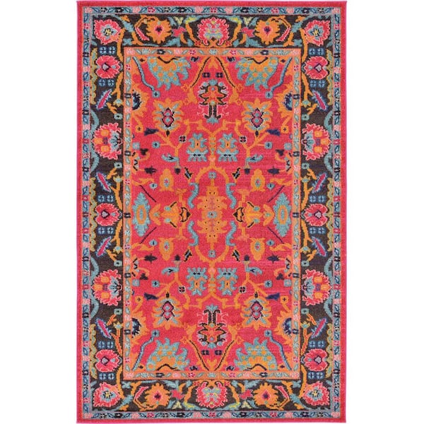 Unique Loom Medici Flamenco Fuchsia 5' 0 x 8' 0 Area Rug