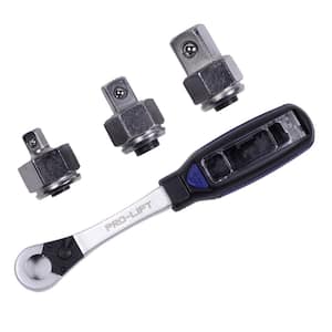 1/2 in. 1/4 in. 3/8 in. Drive Adaptor 3-in-1 Go Through Ratchet Set with Quick Release (3-Pieces)