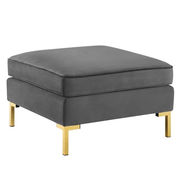 Ardent Performance Gray Velvet Ottoman