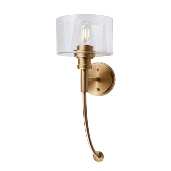 Unbranded Zane 1-Light Soft Gold Wall Sconce Vanity Light with Clear Glass