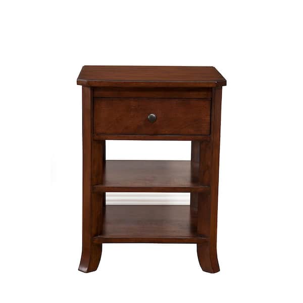 Baker 1 Drawer 2 Open Shelves Mahogany, End Table Night Stand Curved